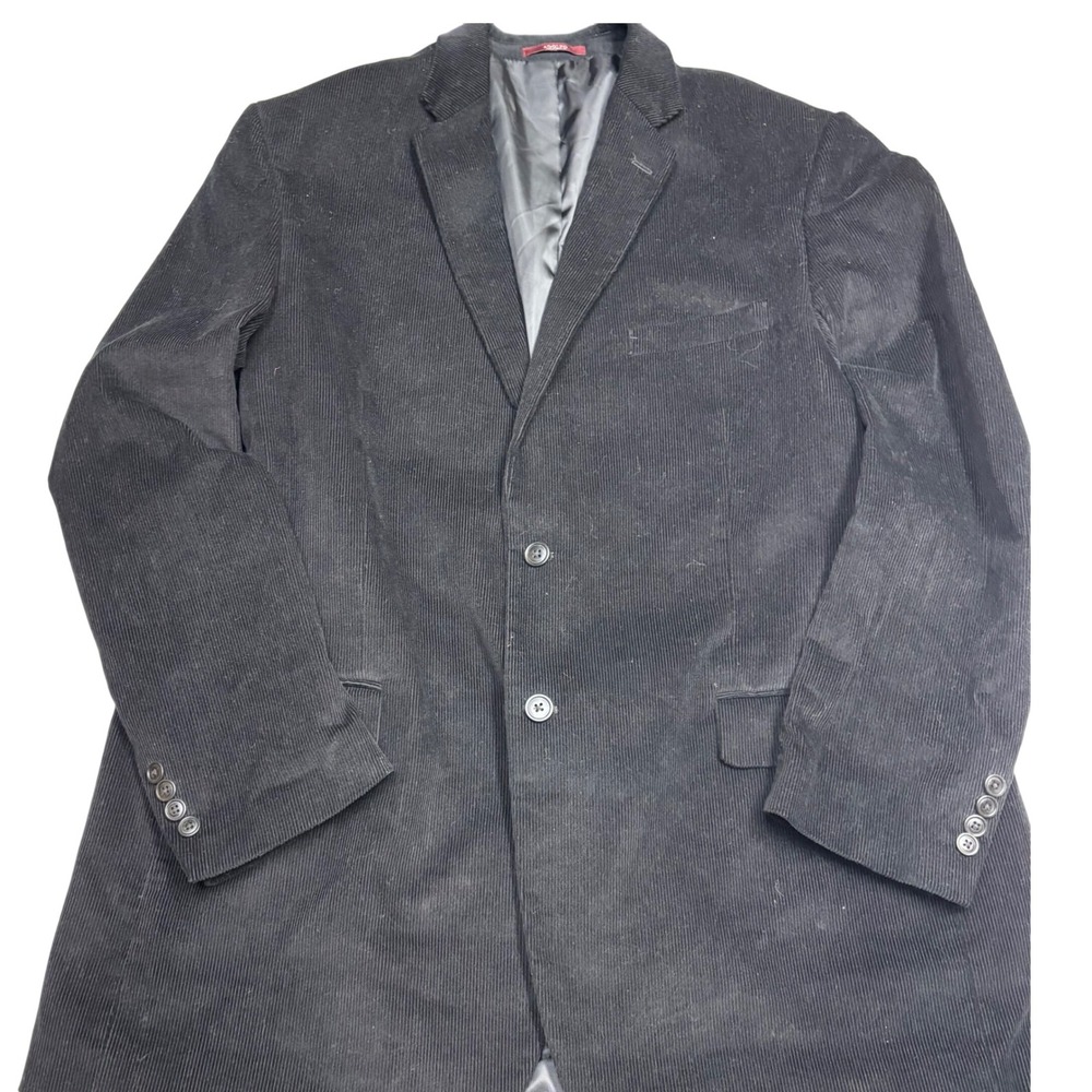 Adolfo Mens Black Corduroy Blazer Jacket 48L Long Classic Business Casual